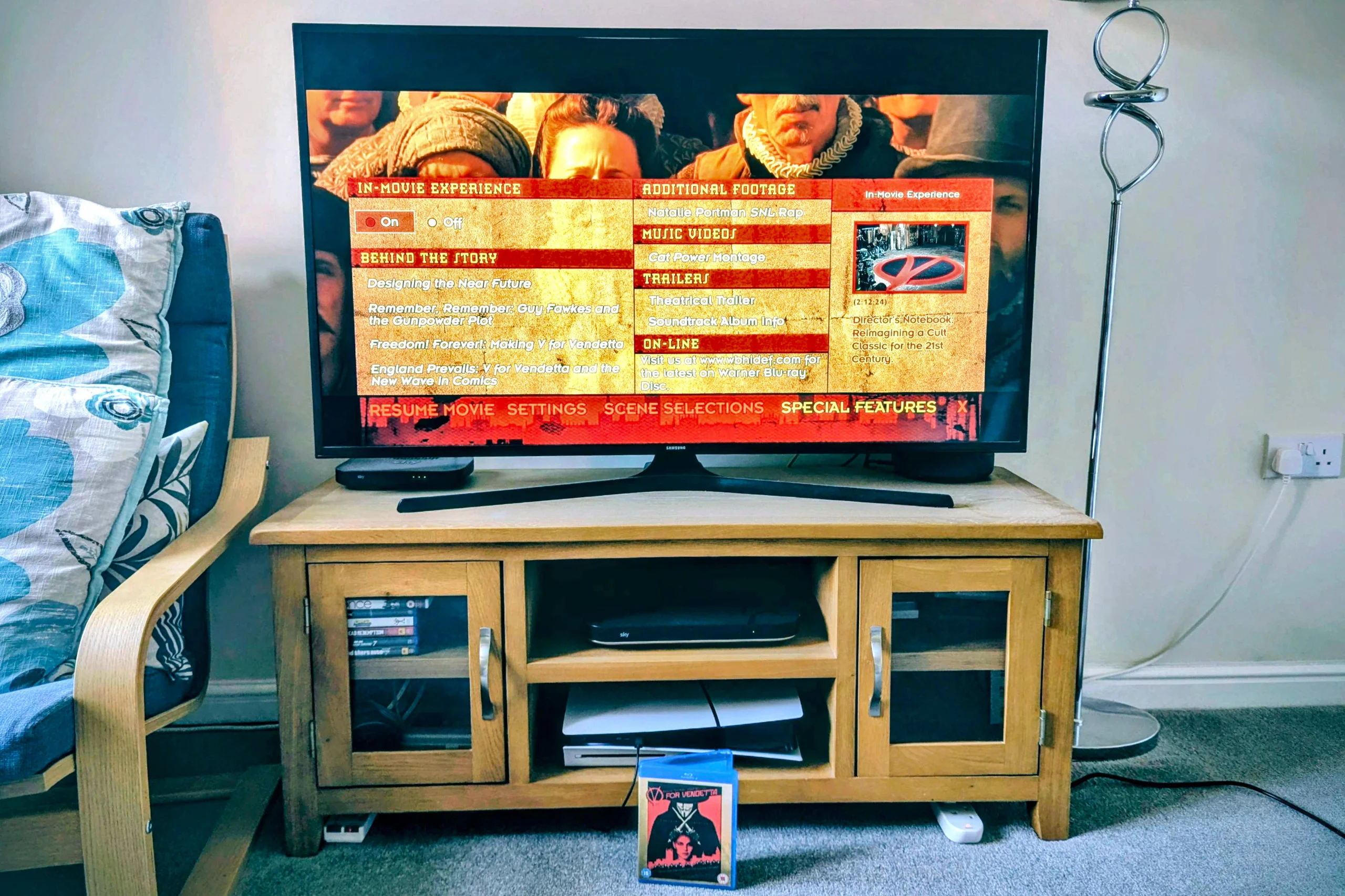 V for Vendetta Blu-Ray Menu on PlayStation 5