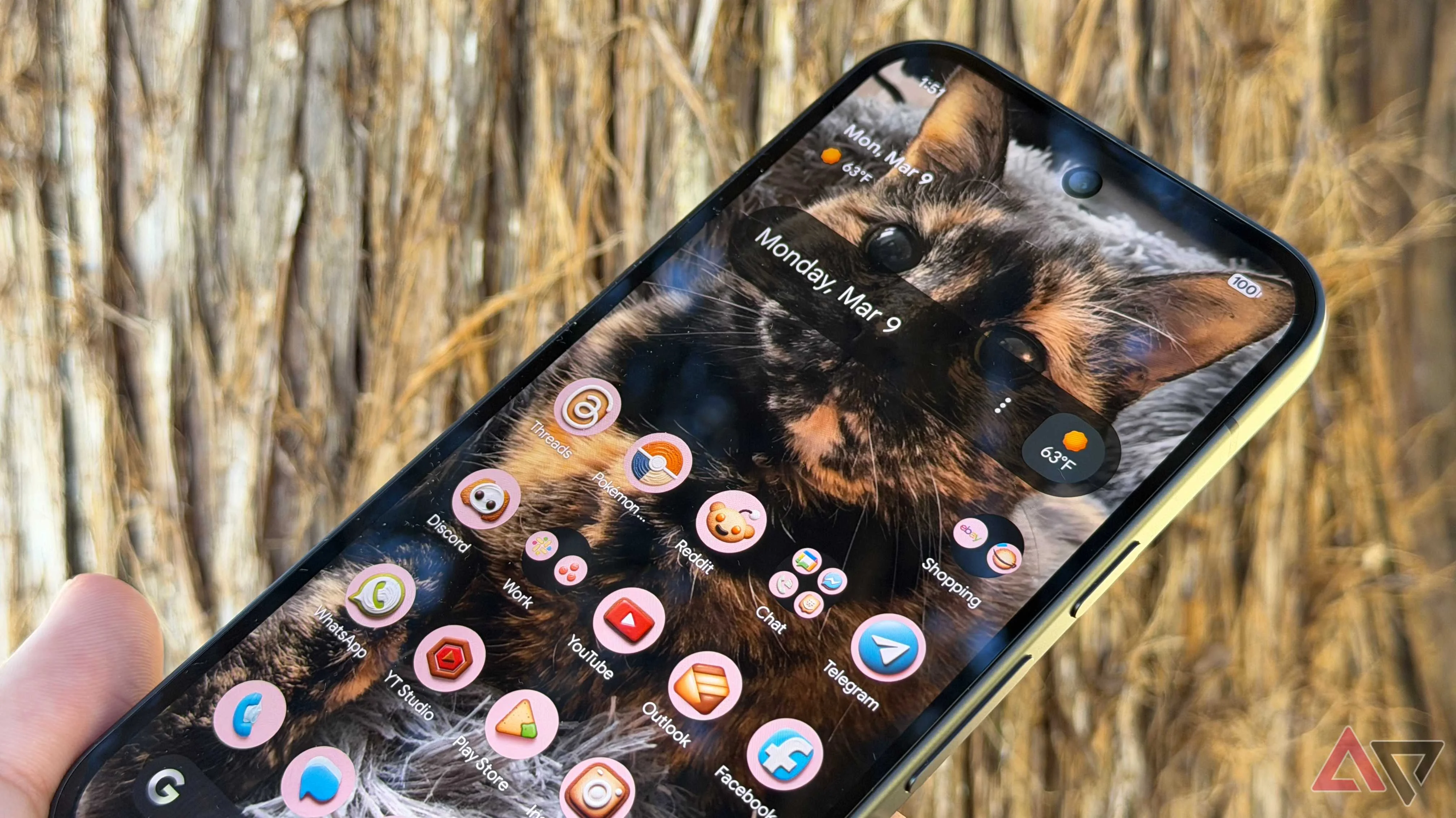 Google Pixel 10 home screen with AI generated icons