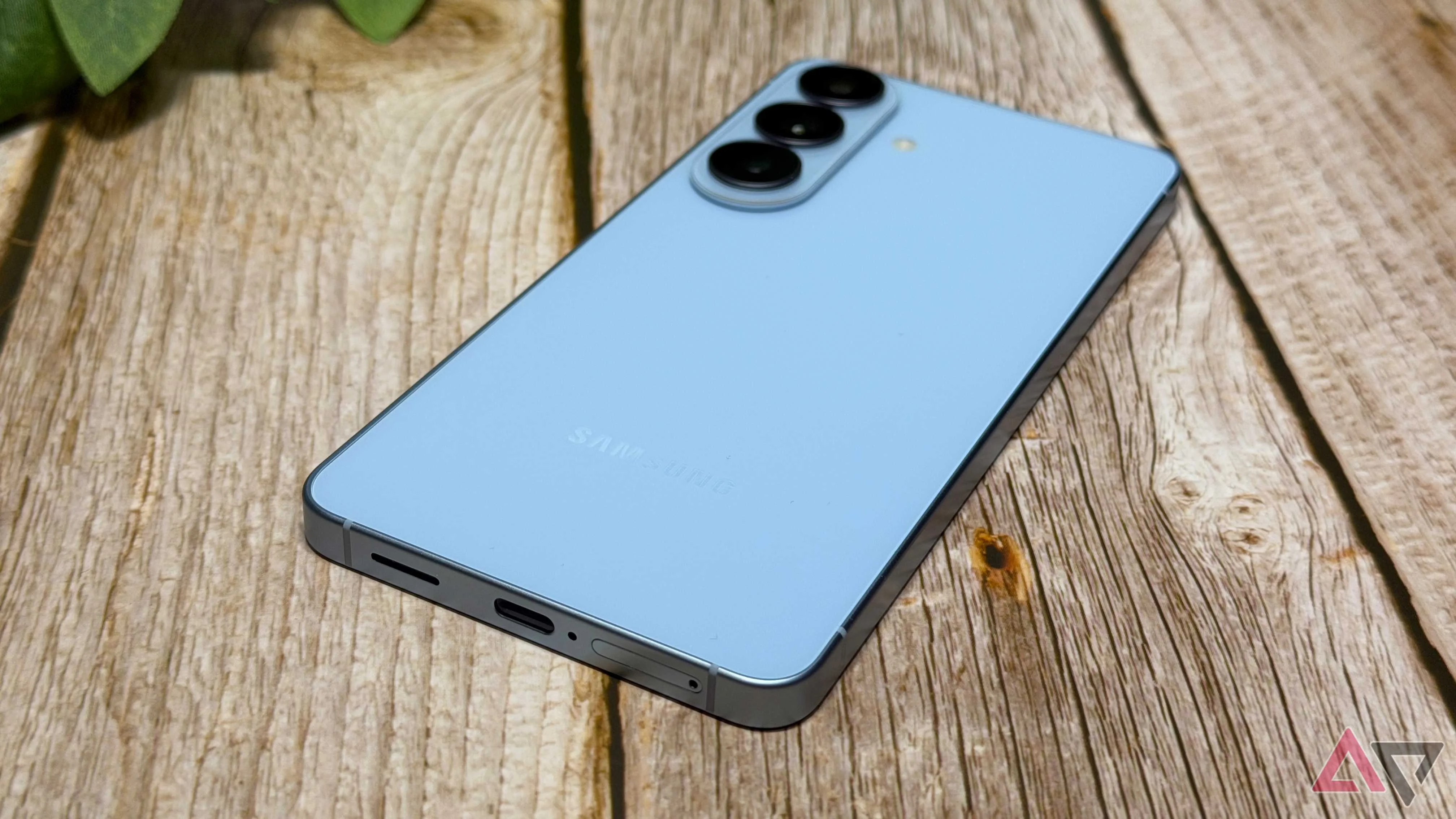 Samsung Galaxy S26 on a wooden desk