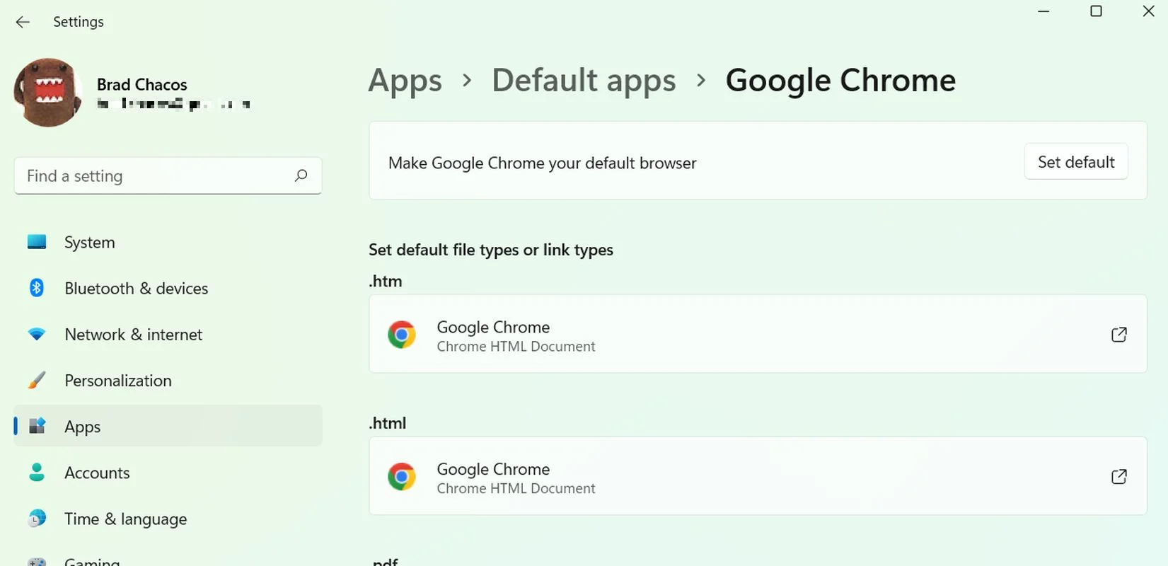 windows 11 settings default app